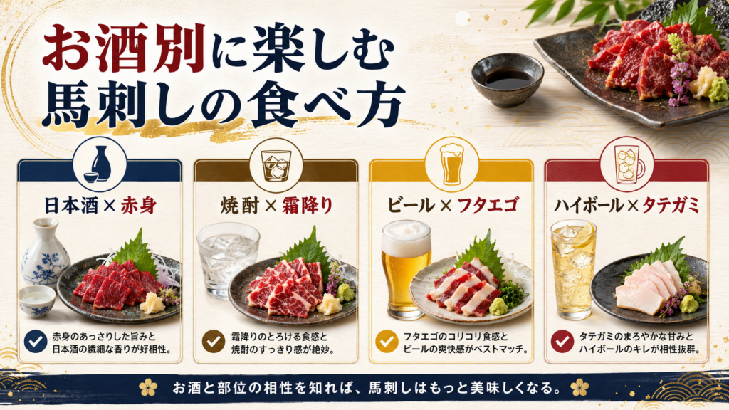 馬刺しに合うお酒とは？日本酒・焼酎・ビール別の楽しみ方